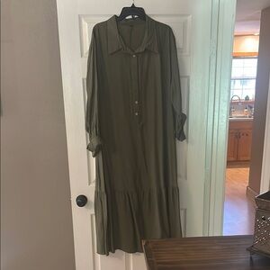 Olive Green Women's Dress- fits like 1x